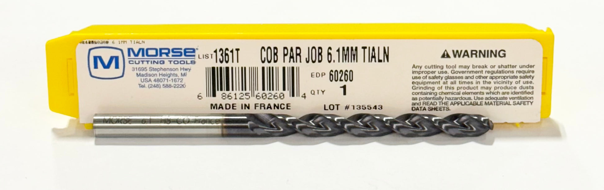Morse 6.1mm Cobalt Drill Bit Jobber Length High Performance TiAlN Coated