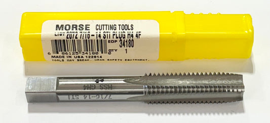 Morse 7/16"-14 HSS STI Plug Tap 4 Flute H4 for HELICOIL Screws USA Made
