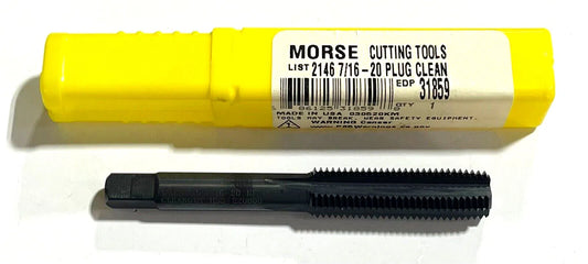 Morse 7/16-20 HSS Clean Out Plug Tap 4 Flute Black Oxide USA Made 31859