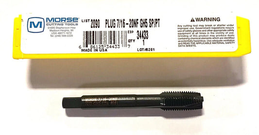 Morse 7/16-20 Tap Spiral Point Plug Tap GH5 HSS 3 Flute USA Made 34433