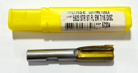 Morse 7/16" Carbide Tipped End Mill 2 Flute - Straight Flute 3/8" Shank USA