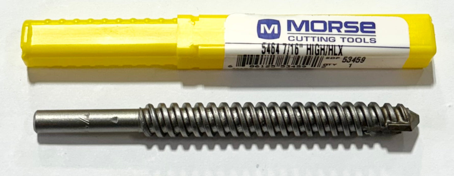 Morse 7/16" Carbide Tipped Masonry Drill 1/4" Shank High Helix USA Made