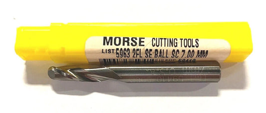 Morse 7mm Carbide Ball Nosed End Mill 2 Flute USA Made 59410