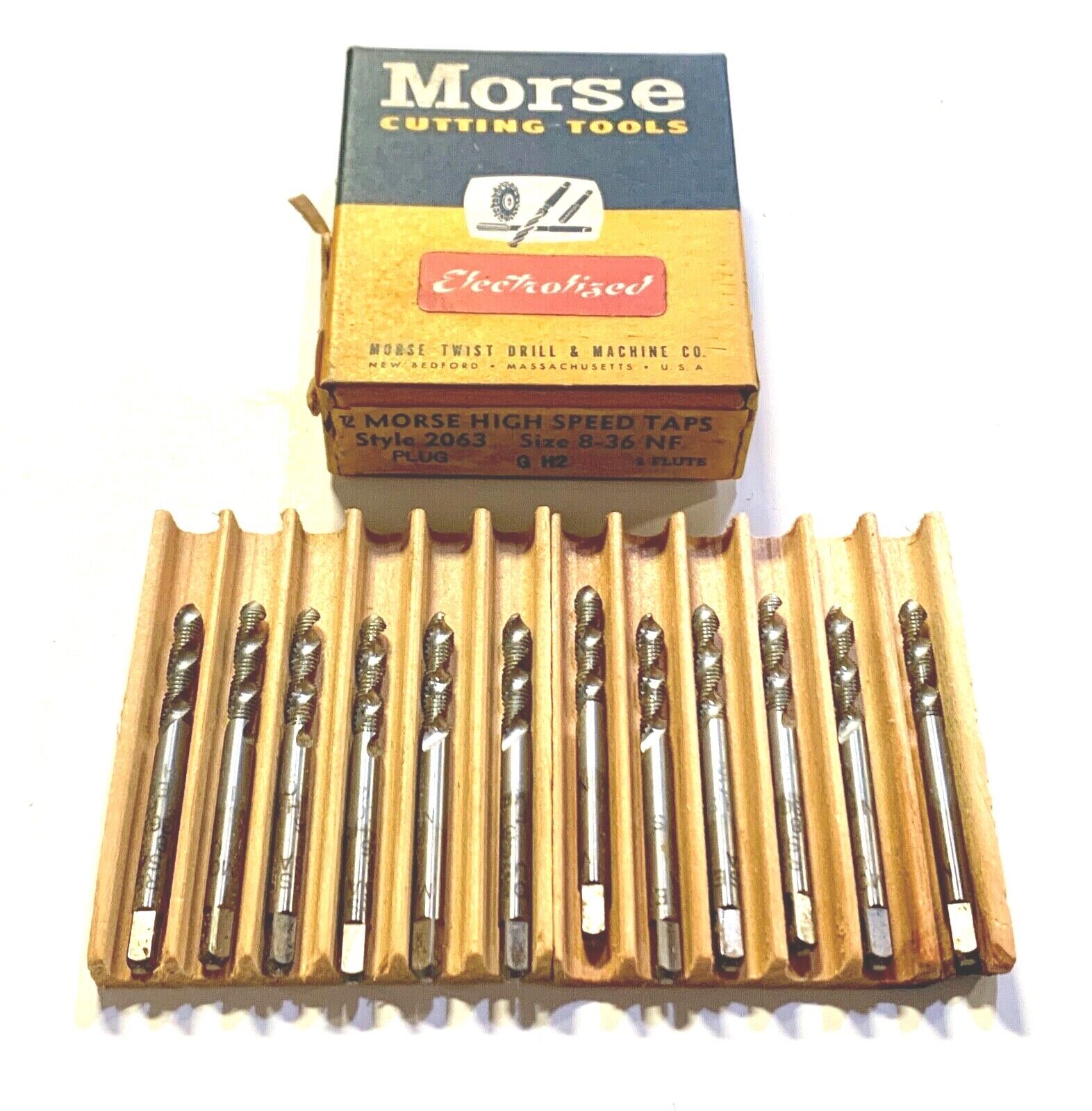 Morse 8-36 Spiral Flute Tap Plug Taps HSS H2 12 Pack USA Made