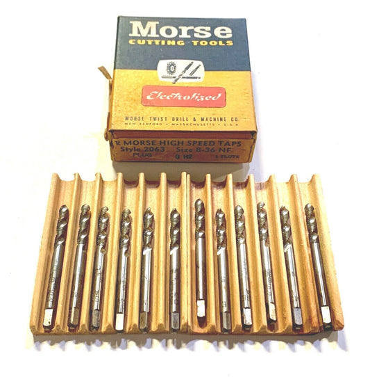 Morse 8-36 Spiral Flute Tap Plug Taps HSS H2 12 Pack USA Made