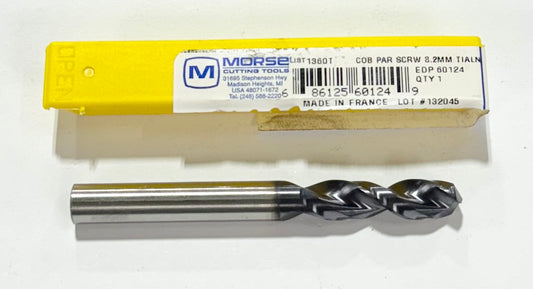 Morse 8.2mm Cobalt Screw Machine Drill 130 Degree TiAlN Coated 2 Flute