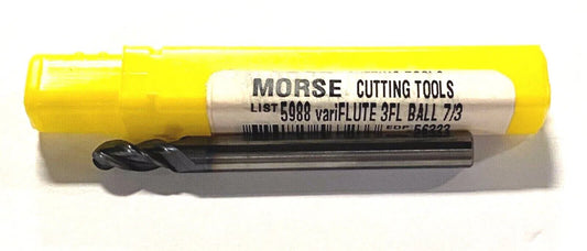 Morse Carbide Ball End Mill 7/32" x 1/4" x 7/16" x 2-1/2" AlTiN 3 Flute HPE USA