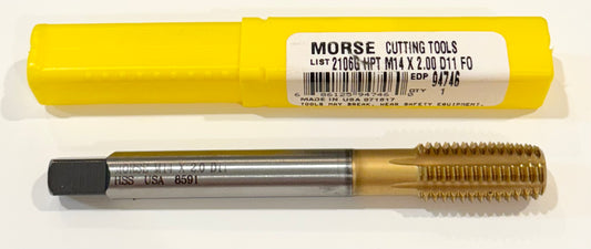 Morse M14 x 2mm HSS Thread Forming Plug Tap Tin Coated D11 USA Made