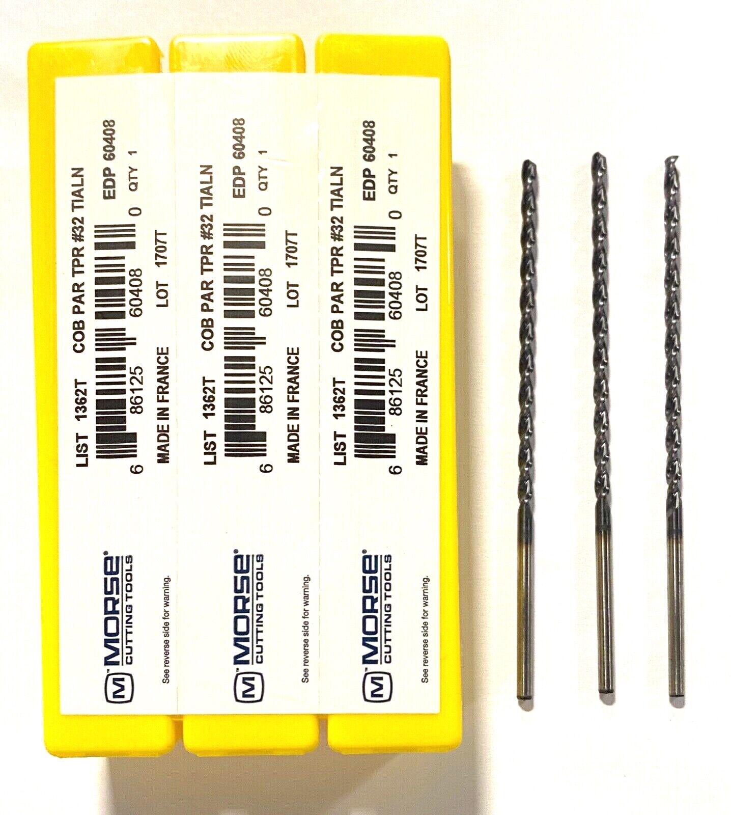 Morse No.32 Cobalt Drill Taper Length TiAlN Coated High Performance 3 Pack 60408