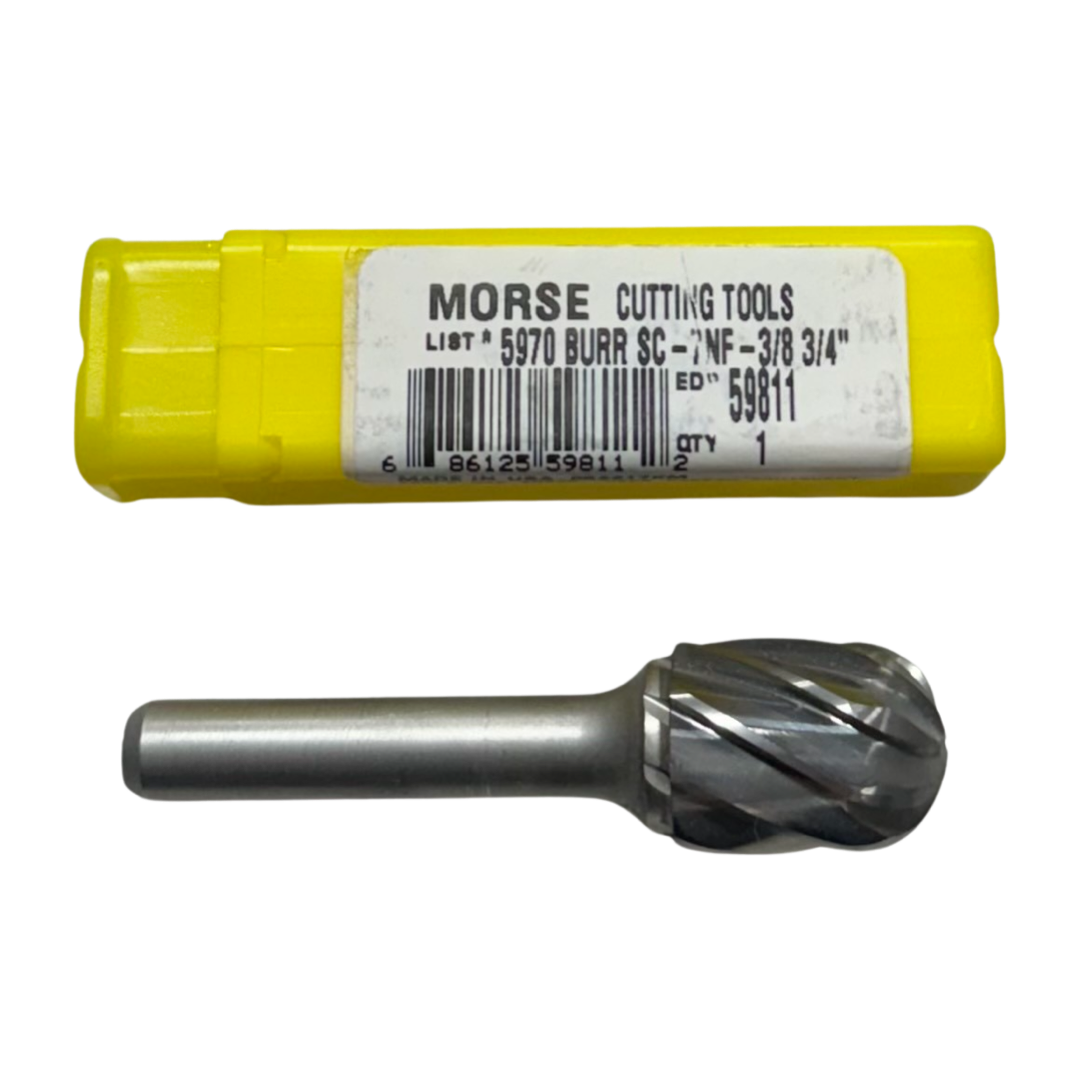 Morse SC7-NF 3/4" Carbide Burr 3/8" Shank Cylinder Shape Radius End USA