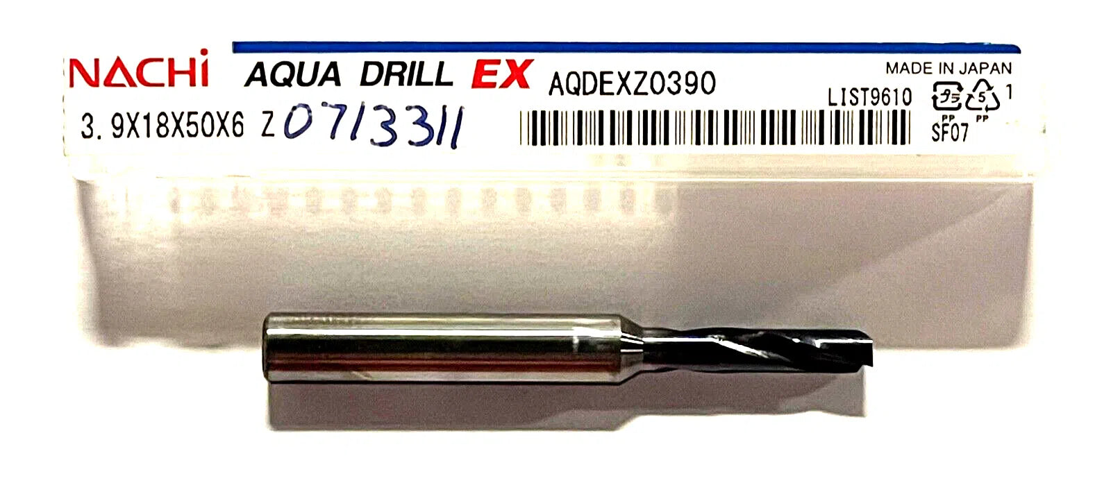 NACHI 3.9mm Solid Carbide Drill 2xD Aqua EX Coating 180Â° 2 Flute Made In Japan