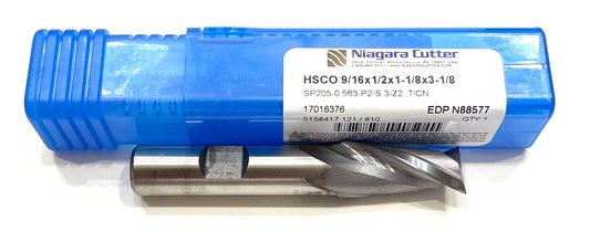 Niagara Cutter 9/16" Cobalt End Mill TiCN Coating 2 Flute Finishing End Mill