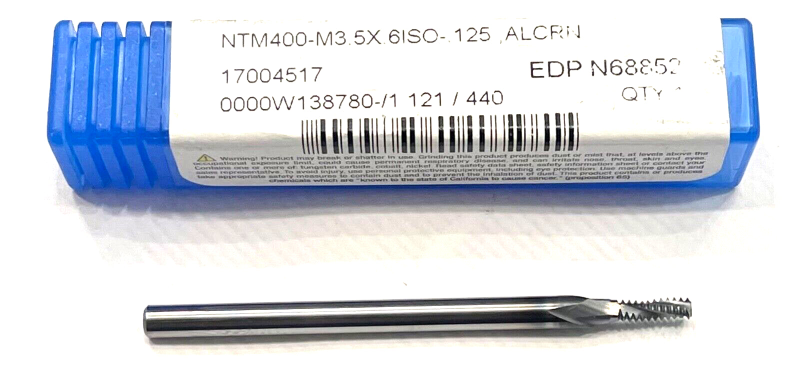 Niagara Solid Carbide Thread Mill .095" Diameter .60mm Pitch AlCrN Coated USA
