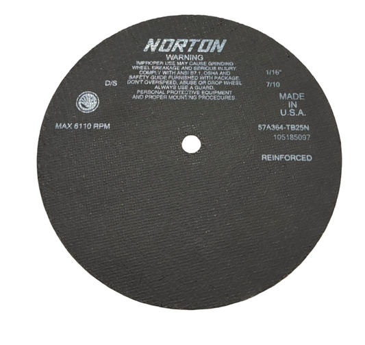 Norton 10" x 1/16" x 5/8" Cut-Off Wheel 57A364-TB25N USA Made