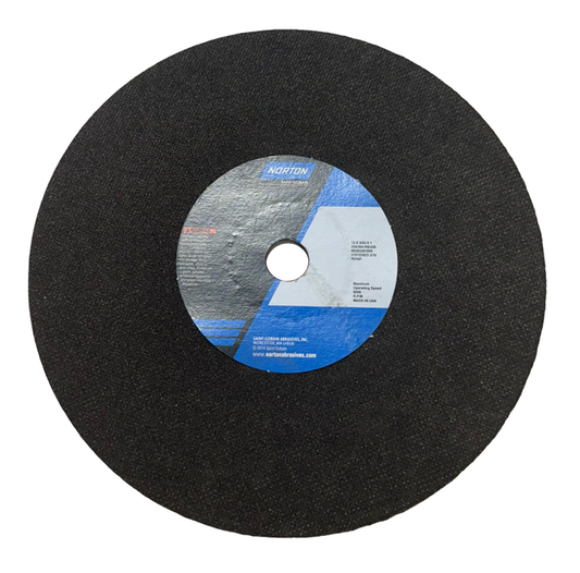 Norton 12" x 3/32" x 1" Foundry Cut-Off Wheel Type 1, 36 Grit Aluminum Oxide