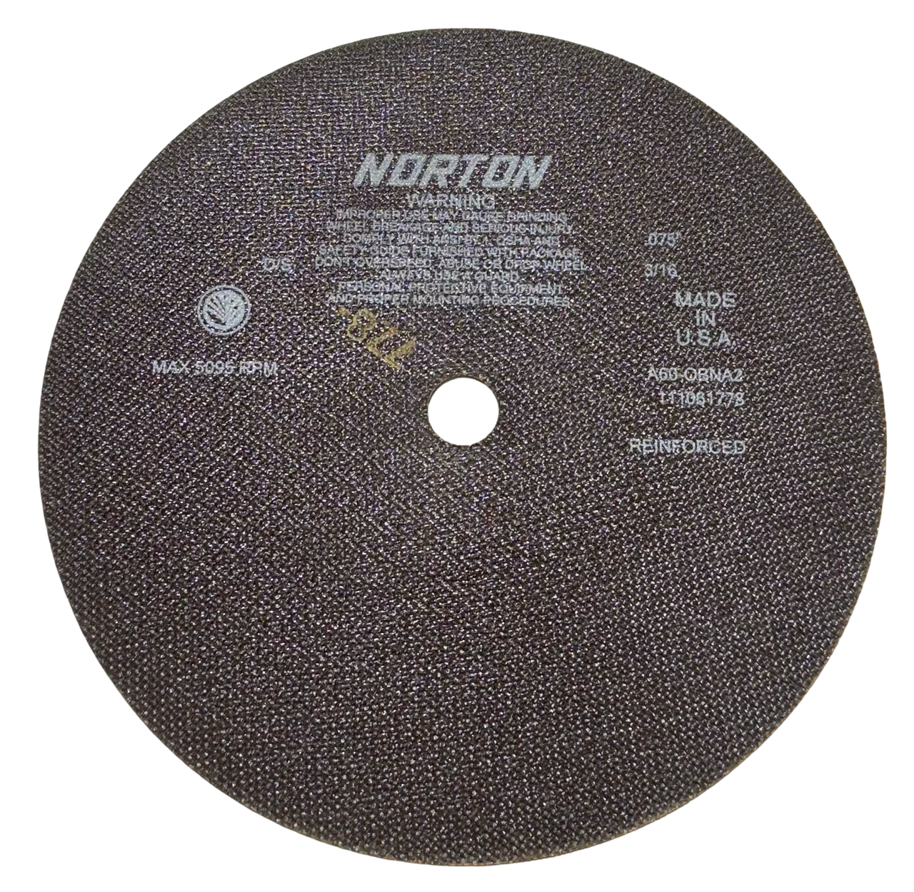 Norton 12" x .075" x 1" Toolroom Cut-Off Wheel 60 Grit Aluminum Oxide