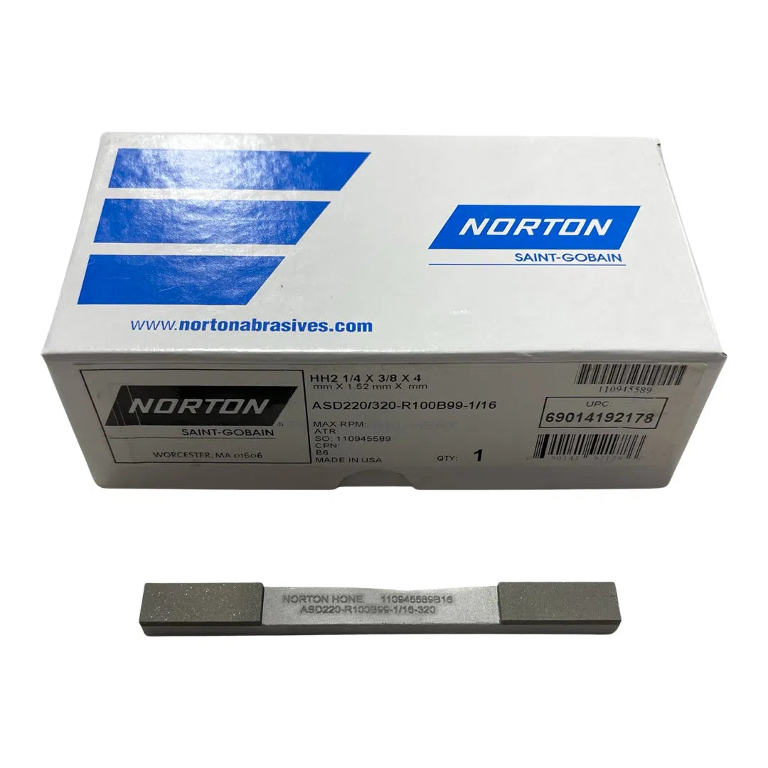 Norton 1/4" x 3/8" x 4" Diamond Hand Hone Type HH2 220/320 Grit USA Made