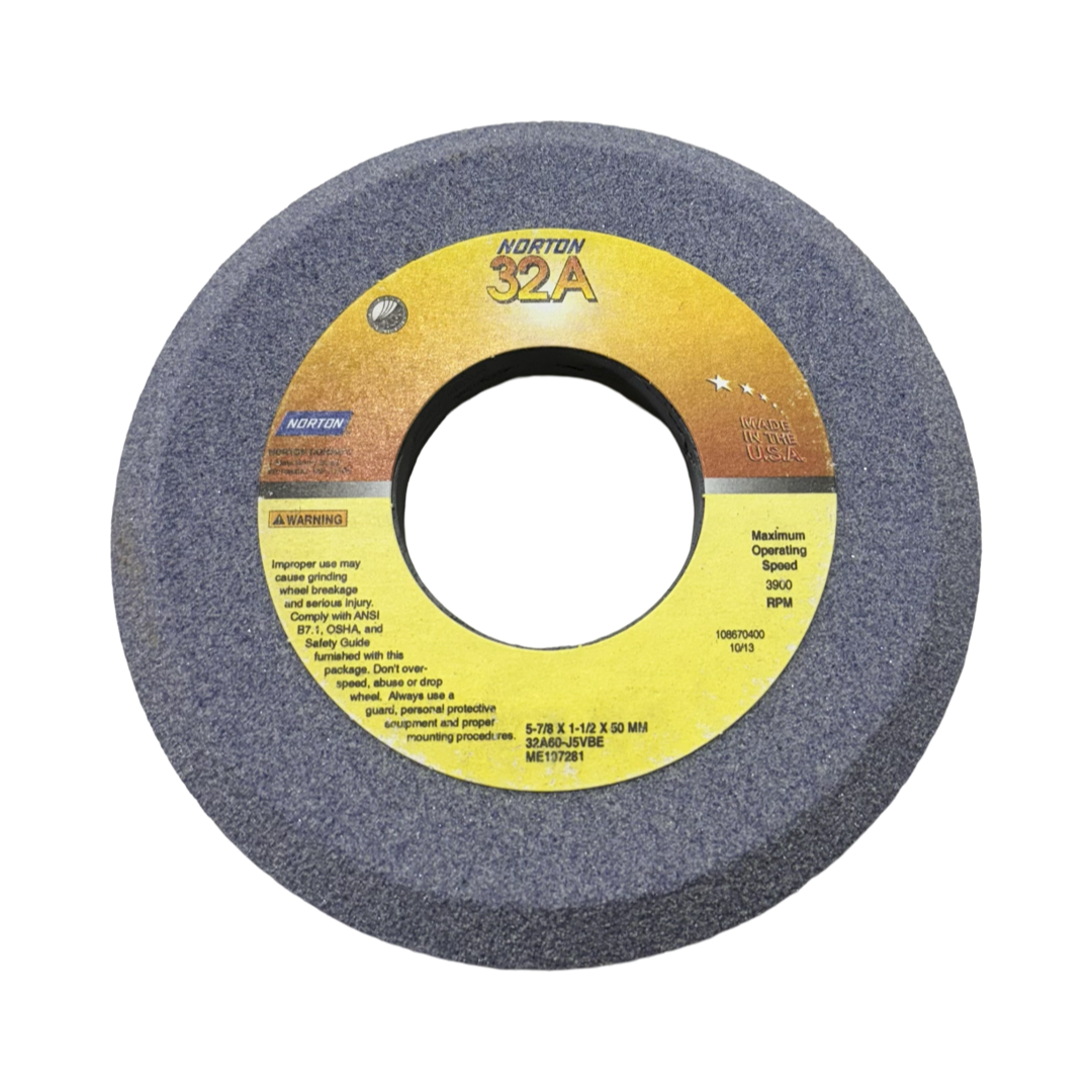 Norton 32A 5-7/8" x 1-1-/2" x 50mm Grinding Wheel1" Back 1/2" Hole Not Bushed