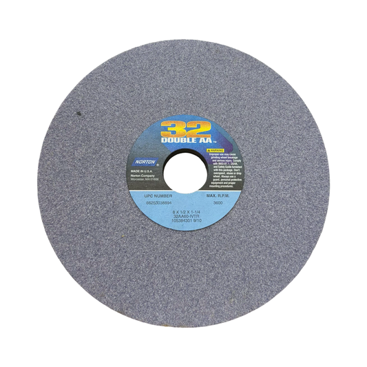 Norton 32AA 8" x 1/2" x 1-1/4" Toolroom Grinding Wheel 60 Grit Aluminum Oxide