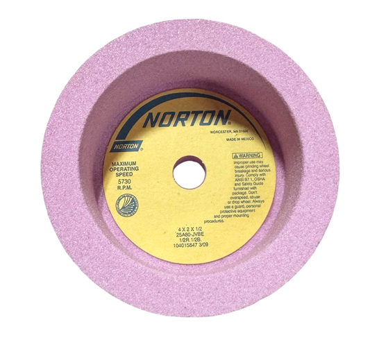 Norton 4" x 2" x 1/2" Surface Grinding Wheel 25A80-JVBE One Side Recessed