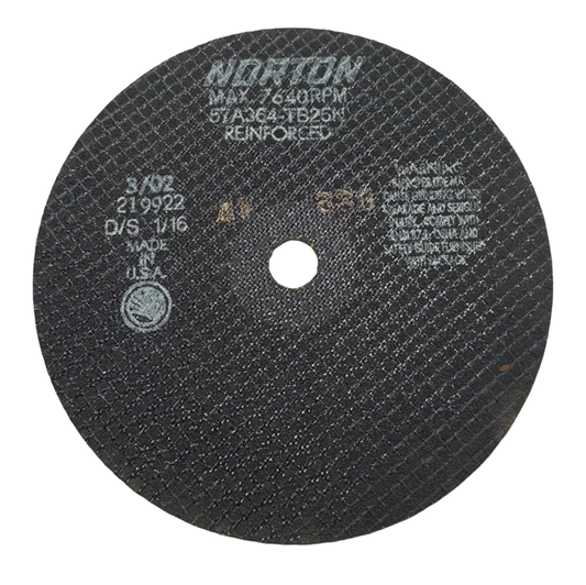 Norton 8" x 1/16" x 3/4" Cut-Off Wheel 57A364-TB25N USA Made
