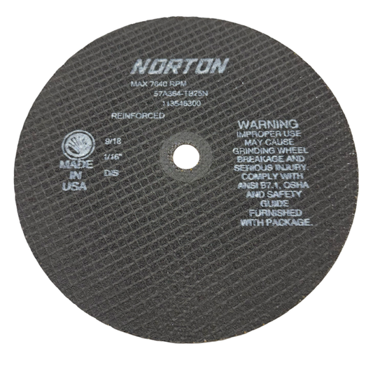 Norton 8" x 1/16" x 5/8" Toolroom Cut-Off Wheel 36 Grit Aluminum Oxide