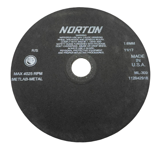 Norton 9" x .063 x 1-1/4" METLAB Metallurgical Cut-Off Wheel Ceramic Zirconia Alumina