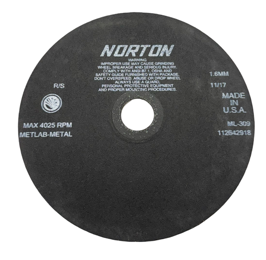 Norton 9" x .063 x 1-1/4" METLAB Metallurgical Cut-Off Wheel Ceramic Zirconia Alumina
