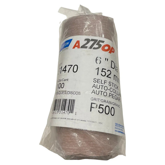 Norton A275 6" PSA Disc Self Stick Aluminum Oxide 500 Grit 100 Pack