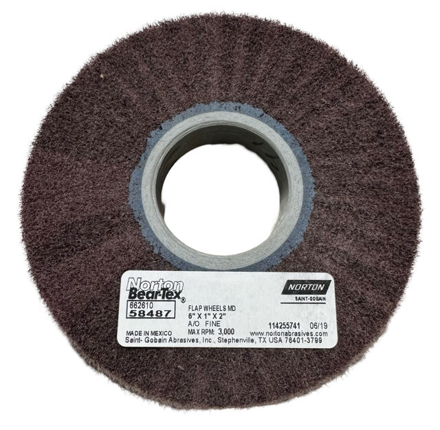 Norton Bear-Tex 6" x 1" x 2" Surface Conditioning Unmounted Flap Wheel 180 Grit AO