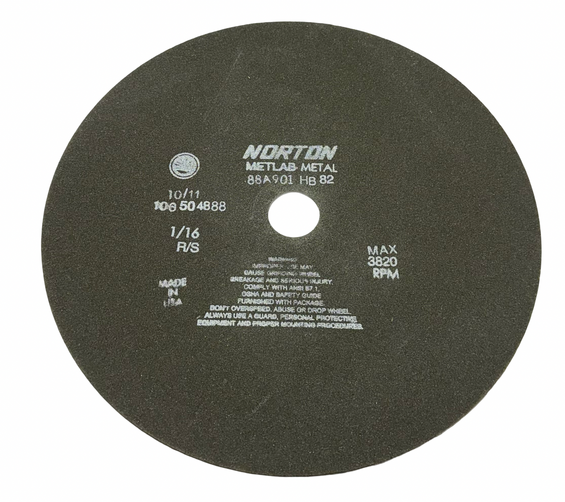 Norton MET-LAB 12" x 1/16" x 1-1/4" Metallurgical Cut-Off Wheel Aluminum Oxide 90 Grit