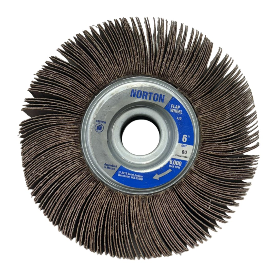 Norton R265 METALITE 6" x 1-1/2" x 1" Unmounted Flap Wheel 80 Grit AO