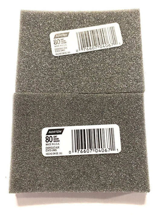 Norton Sanding Sponge 3" x 4" x 1/2" Flexibile Sanding 80 Grit Coarse 2 Pack