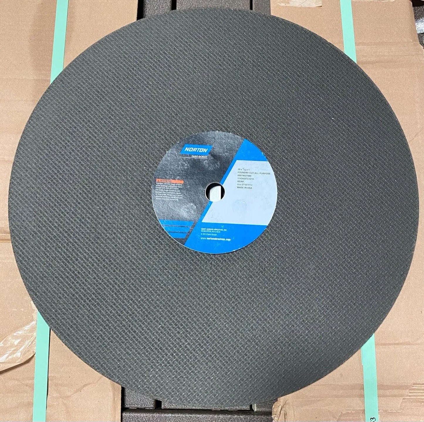 Norton Surface Grinding Wheel 20" x 5/32" x 1" Aluminum Oxide 24 Grit