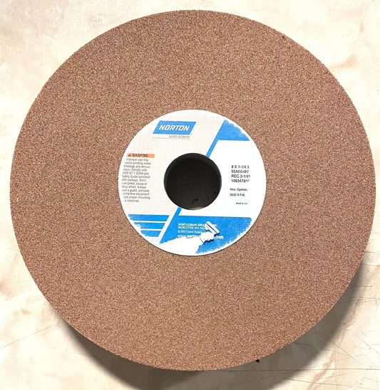 Norton Surface Grinding Wheel 8" x 1-1/4" x 1-1/4" 55A60-I8VH Recess Side A USA