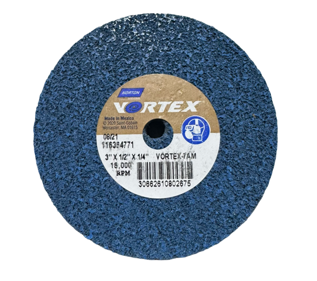 Norton Vortex 3" x 1/2" x 1/4" Unified Wheel 7AM Aluminum Oxide