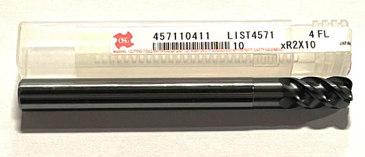 OSG 10mm Carbide End Mill SiC Coating 2mm Corner Radius 4 Flute