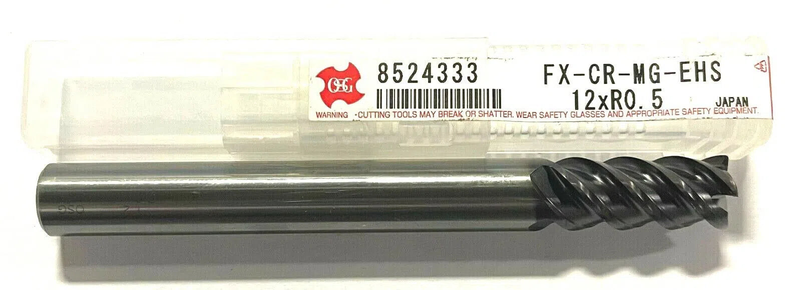 OSG 12mm Carbide End Mill TiAlN Coating 0.5mm Radius 4 Flute 50Â° Helix 8524333