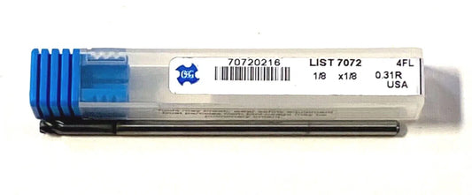 OSG 1/8" Solid Carbide Ball End Mill Diamond Coated 0.31 Radius 30Â° Helix