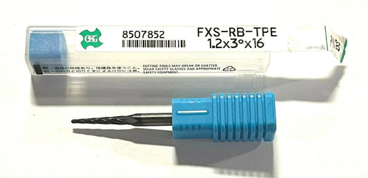 OSG 1.2mm x 3° x 16mm Carbide End Mill Tapered End Type Rib Grooves 8507852