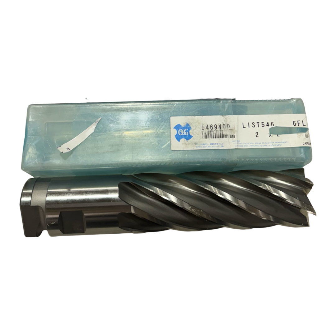OSG 2" x 2" x 6" x 9-3/4" Cobalt End Mill 6 Flute Center Cutting