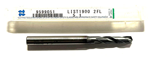 OSG 5.1mm High Performance Drill V Coating Powdered High Speed Steel 2 Flute