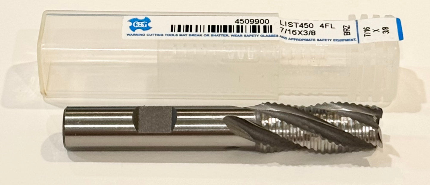 OSG 7/16" Cobalt Roughing End Mill 4 Flute Fine Pitch 3/8" Shank