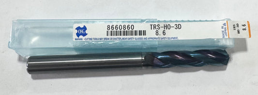 OSG 8.6mm Solid Carbide Drill 3 Flute Multi-Cr Layer Coating