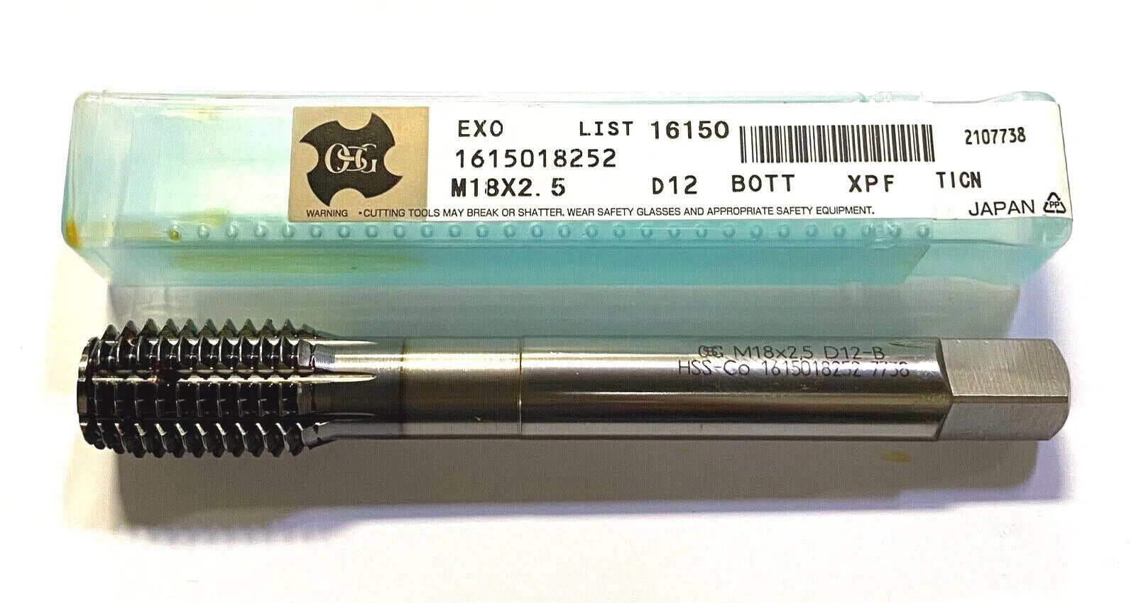 OSG M18 x 2.5mm Cobalt Thread Forming Tap TiCN Coated D12 Coolant Thru