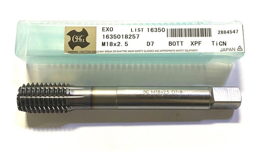 OSG M18 x 2.5mm Cobalt Thread Forming Tap TiCN Coated D7 Coolant Thru THL 1-13/16″