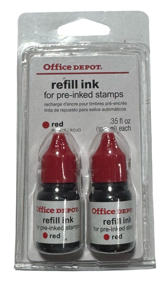 Office Depot Pre-Ink Refill Ink, Red, Pack Of 2