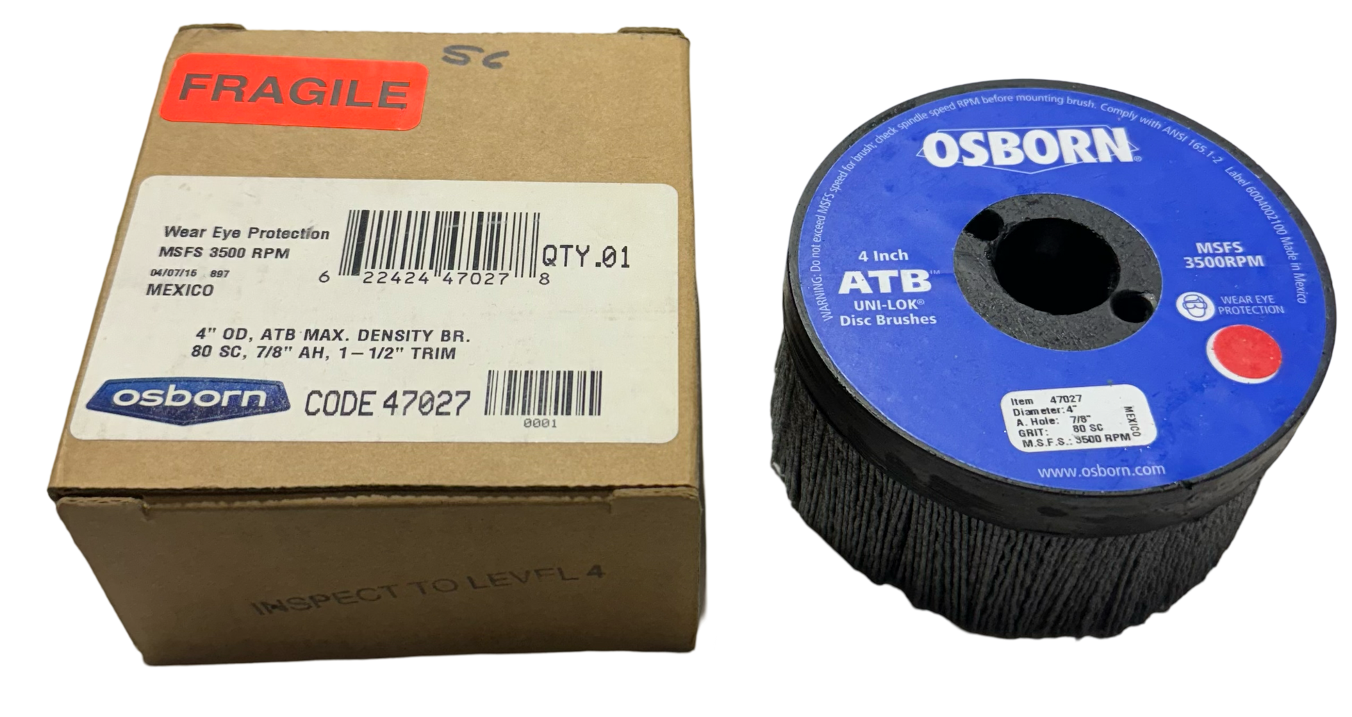 Osborn 4" ATB Uni-Lok Disc Brush 80 Grit Silicon Carbide 47027