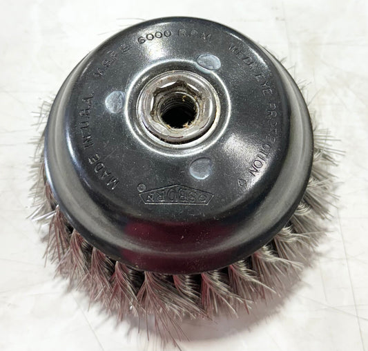 Osborn 6" Knotted Wire Cup Brush 5/8-11 Arbor .020" Stainless Steel Wire USA