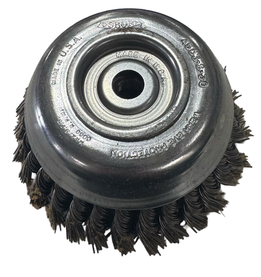 Osborn 6" Knotted Wire Cup Brush 5/8"-11 Arbor .035" Steel Wire USA Made